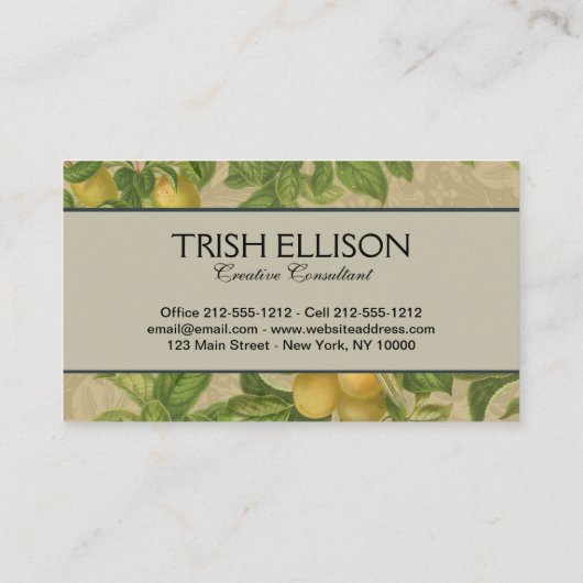 マコーブルーイエロートロピカルジャングルアンティーク 名刺 (裏面)