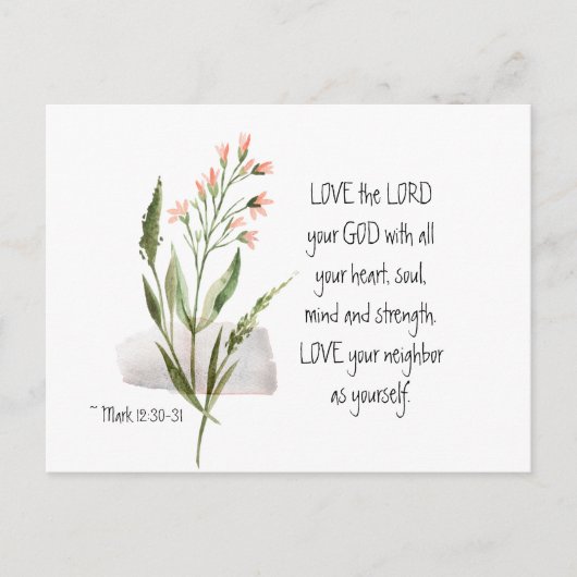 マコ12:30-31 愛しなさい 主なる神を ポストカード (正面)