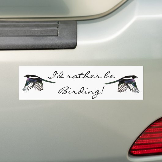 マゴパイと野鳥観察おもしろい引用文になる バンパーステッカー (車上)