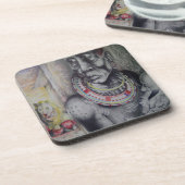 マサイの母と子とライオンのアートプリント/グラフイ コースター (左側)