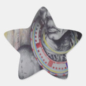 マサイの母と子とライオンのアートプリント/グラフイ 星シール (正面)