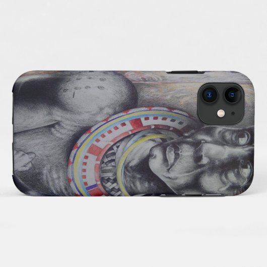 マサイの母と子とライオンのアートプリント/グラフ Case-Mate iPhoneケース (裏面(横))