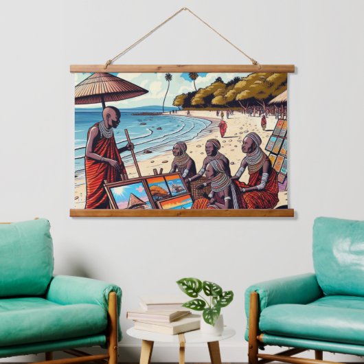 マサイウォールつるのタペストリー 吊り下げ型タペストリー (リビング)