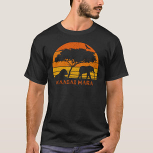 マサイマラサファリエレファントライオンケニアサファリT-Sh Tシャツ