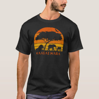 マサイマラサファリエレファントライオンケニアサファリT-Sh Tシャツ