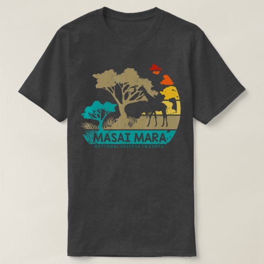 マサイマラサファリナショナルリザーブケニアセレンゲティ Tシャツ (デザイン正面)