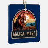 マサイマラ国立予備園獅子旅行アート セラミックオーナメント (右)