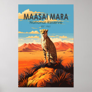 マサイマラ国立保護区 チーター 旅行 アート ポスター