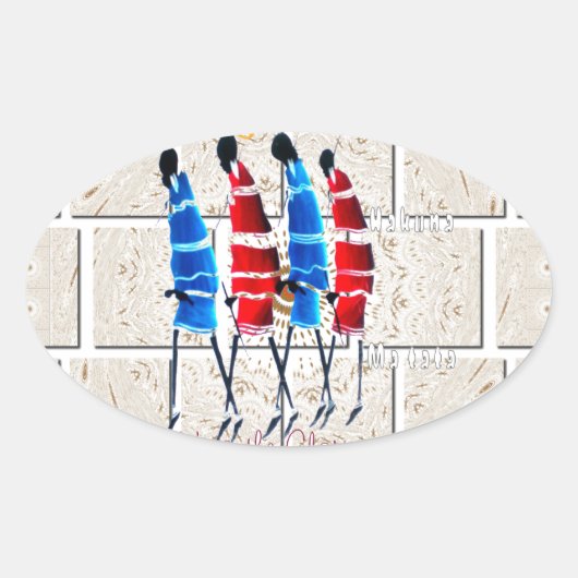 マサイ族のモランのクリスチャンアートプリント 楕円形シール (正面)