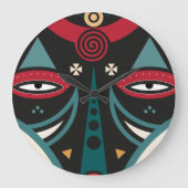 マサイ族の戦士 ラージ壁時計 (正面)