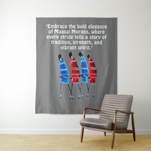 マサイ誇りを持ったイ・モラン：青と赤で背が高い タペストリー (インサイチュ)