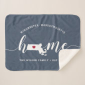 マサチューズホーム州 パーソナライズされた シェルパブランケット (正面(横))