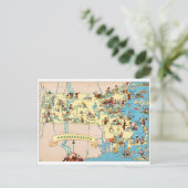 マサチューセッツおもしろいヴィンテージの地図 ポストカード (スタンド正面)