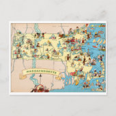 マサチューセッツおもしろいヴィンテージの地図 ポストカード (正面)