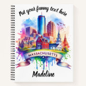 マサチューセッツのスカイラインの水彩画 ノートブック (正面)
