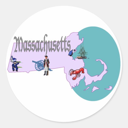 マサチューセッツのステッカー ラウンドシール (正面)