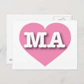 マサチューセッツのピンクハート- I love MA ポストカード (正面/裏面)