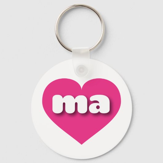 マサチューセッツのホットピンクハート – 私は馬が大好き キーホルダー (正面)