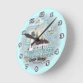 マサチューセッツのライトハウス時計 ラウンド壁時計 (傾斜)