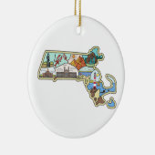 マサチューセッツの地図ボストンケープコッドサレムサレムサレム セラミックオーナメント (右)