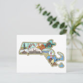 マサチューセッツの地図ボストンケープコッドサレムサレムサレム ポストカード (スタンド正面)