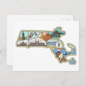 マサチューセッツの地図ボストンケープコッドサレムサレムサレム ポストカード (正面/裏面)