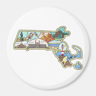 マサチューセッツの地図ボストンケープコッドサレムサレムサレム マグネット