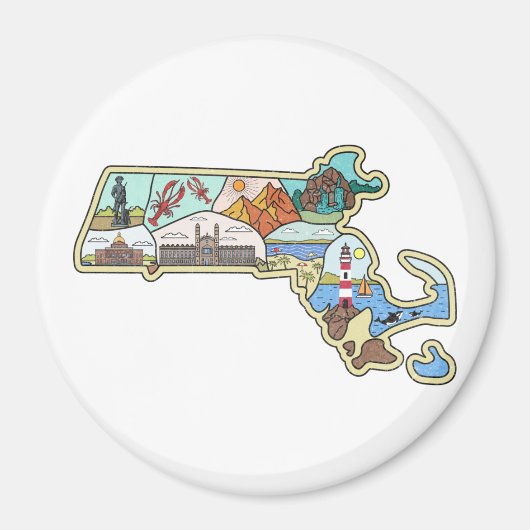 マサチューセッツの地図ボストンケープコッドサレムサレムサレム マグネット (正面)