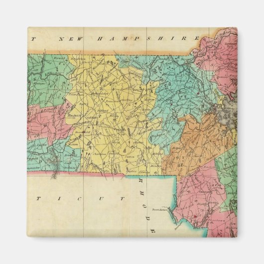 マサチューセッツの地図 マグネット (正面)