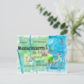 マサチューセッツの旅行の地図 ポストカード (スタンド正面)
