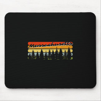 マサチューセッツの森の夕焼けの木々 キャビンテーマの記念品 マウスパッド