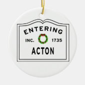 マサチューセッツの町のアクトンに入る セラミックオーナメント (正面)