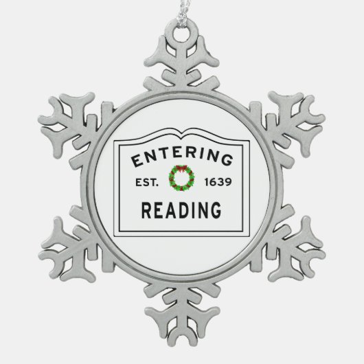 マサチューセッツの町読に入る スノーフレークピューターオーナメント (正面)
