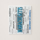 マサチューセッツの都市と町の州のプライドマップ ジグソーパズル (縦)