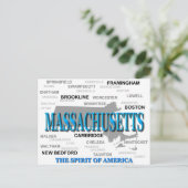 マサチューセッツの都市と町の州のプライドマップ ポストカード (スタンド正面)