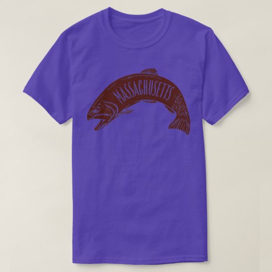 マサチューセッツの魚のワードマーク Tシャツ (デザイン正面)