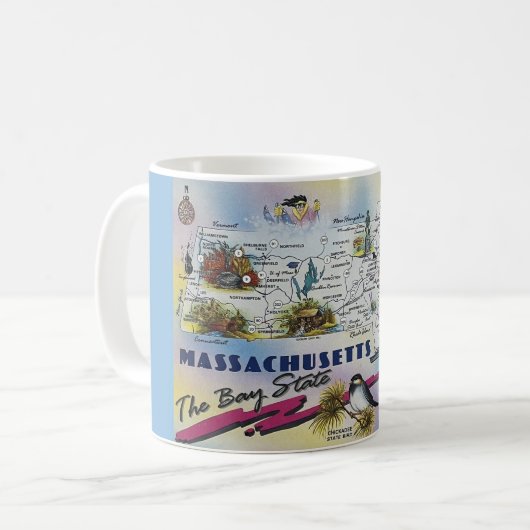 マサチューセッツ地図マグ コーヒーマグカップ (正面左)