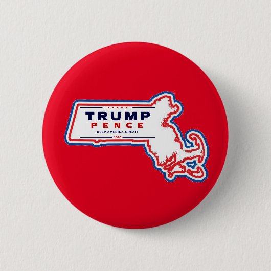 マサチューセッツ州のトランプ・ペンセ2020 缶バッジ (正面)
