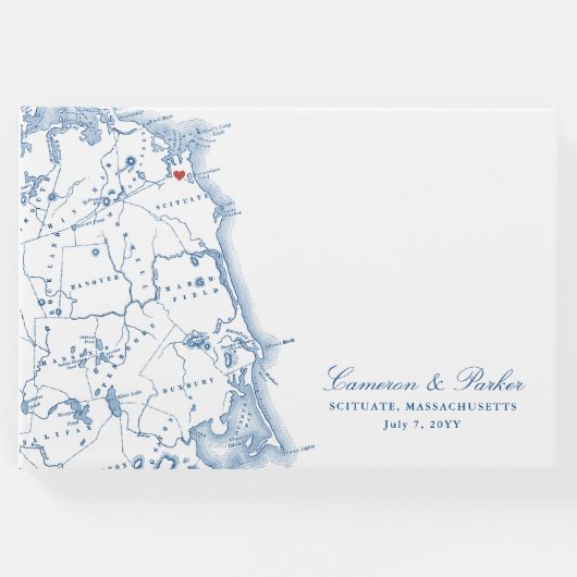 マサチューセッツ州の地図エレガントな結婚式 ゲストブック (正面)