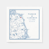 マサチューセッツ州の地図エレガントな結婚式 スタンダードカクテルナプキン (正面)