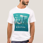 マサチューセッツ州の夜の都市景観 | ボストン市 Tシャツ (正面)