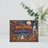 マサチューセッツ州の子どもたちからのハロウィンの挨拶 ポストカード (スタンド正面)