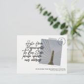 マサチューセッツ州の州先の移動に関する発表 インビテーションポストカード (スタンド正面)