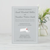 マサチューセッツ州の愛 - カスタマイズ可能な結婚式の招待状 招待状 (スタンド正面)