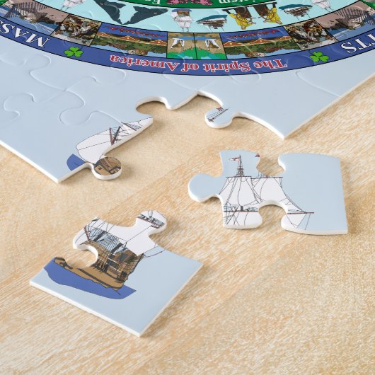 マサチューセッツ州の曼荼羅のパズル ジグソーパズル (側面)