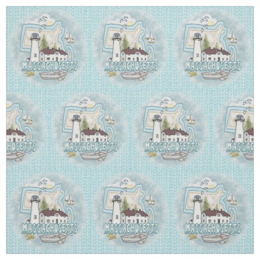 マサチューセッツ州の灯台 ファブリック (見本)