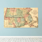 マサチューセッツ州の鉄道道路と郷の地図， 1879 キャンバスプリント (インサイチュ (ウッドフロア))