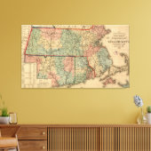 マサチューセッツ州の鉄道道路と郷の地図， 1879 キャンバスプリント (インサイチュ (リビング))