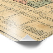 マサチューセッツ州の鉄道道路と郷の地図, 1879 フォトプリント (角)