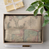 マサチューセッツ州の鉄道道路地図1879 Decopage 薄葉紙 (ギフト)